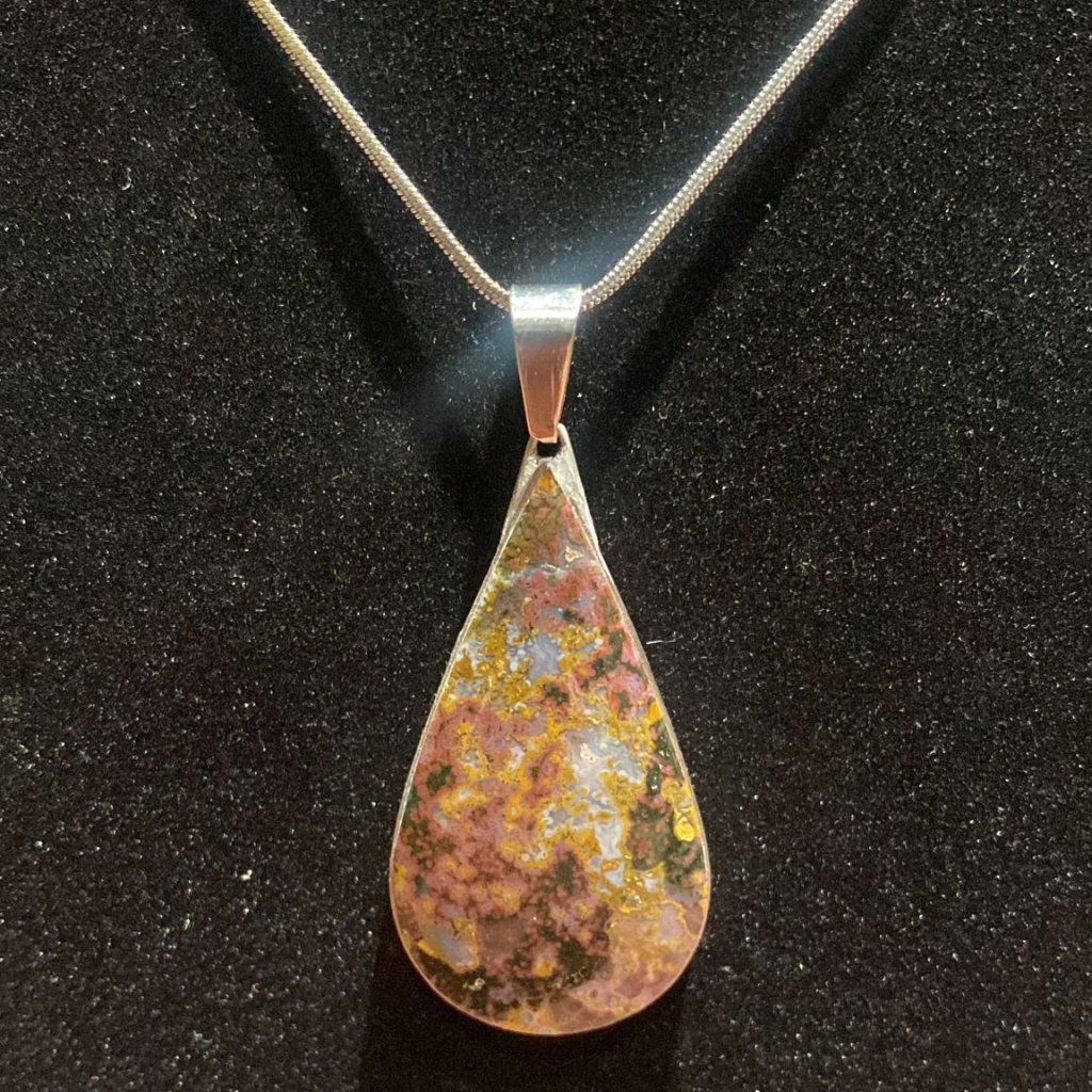 Ocean Jasper Teardrop Crystal Pendant (Xl)